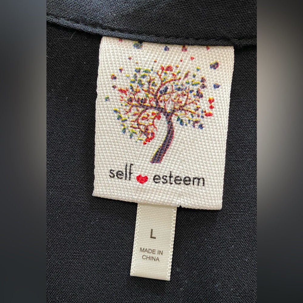Self Esteem Black Button-Down Top with Daisy Embroidery - Picture 2 of 11